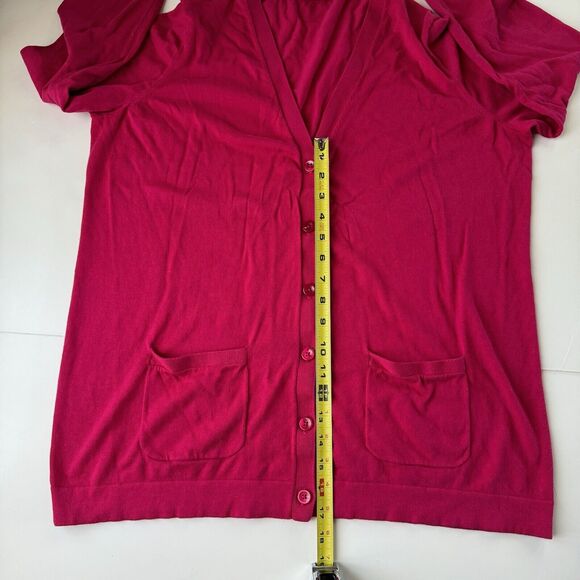 Talbots Size X Cardigan Magenta V Neck Button Down - Picture 10 of 12